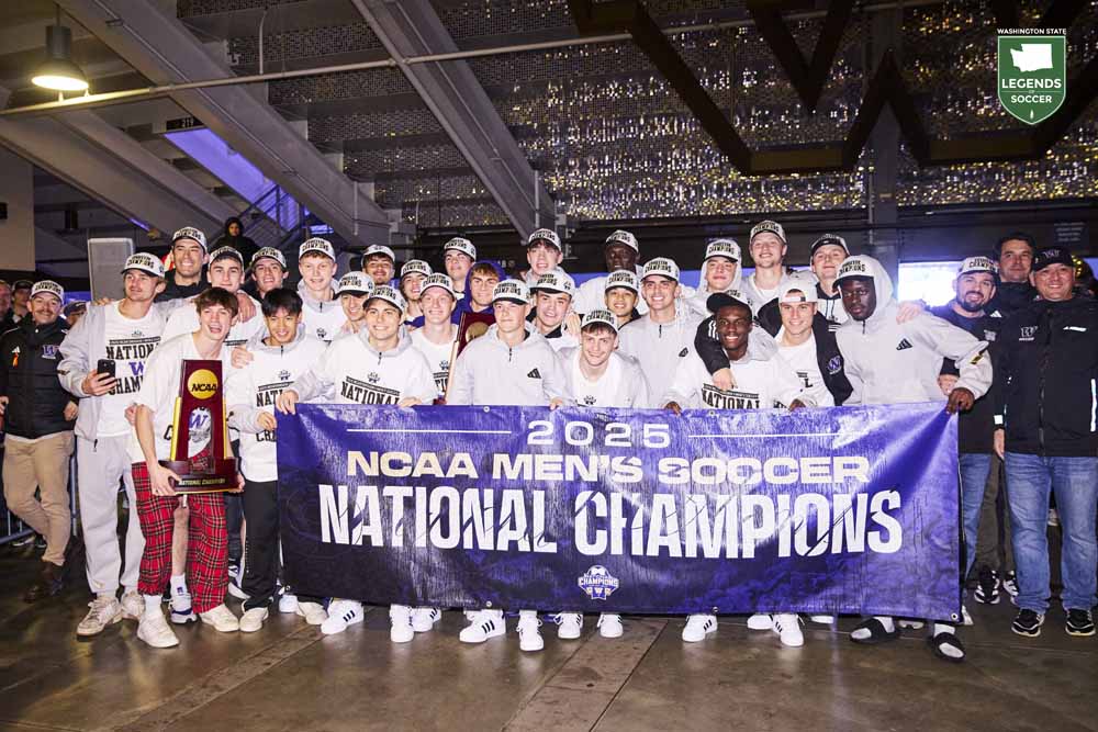 Before hundreds of fans and family members, the afternoon after beating N.C. State the Huskies delivered their NCAA championship trophy back home to Husky Stadium. (UW Athletics)