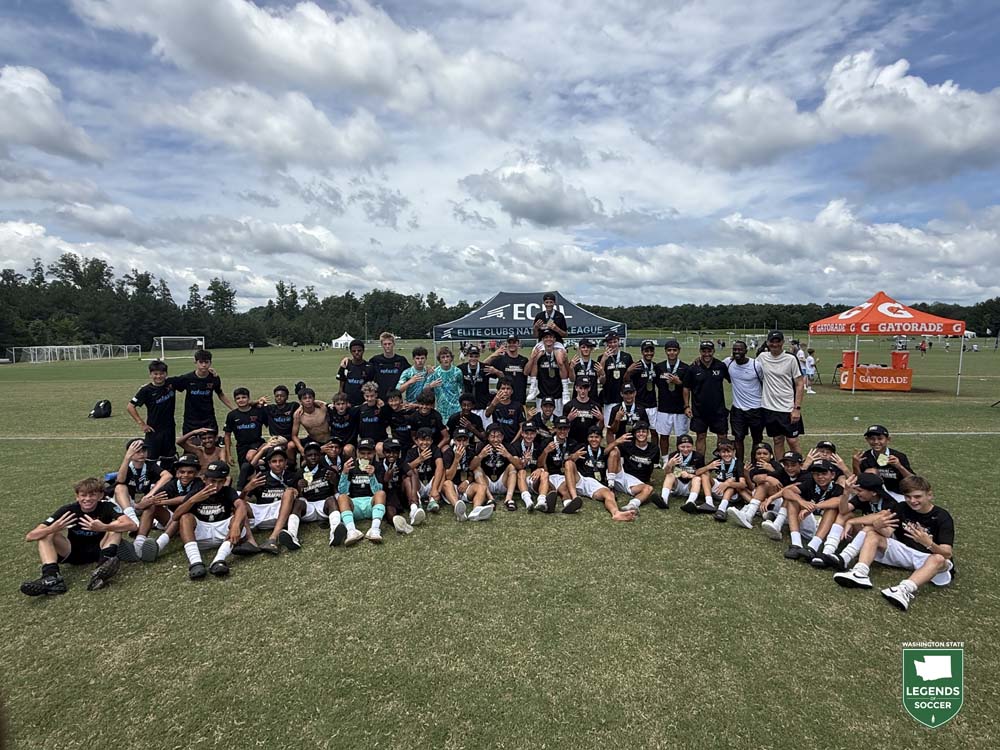Three of Crossfire Premier's four ECNL boys' national champions are shown after claiming crowns in the U13, U14 and U17 finals in Richmond, Va.
